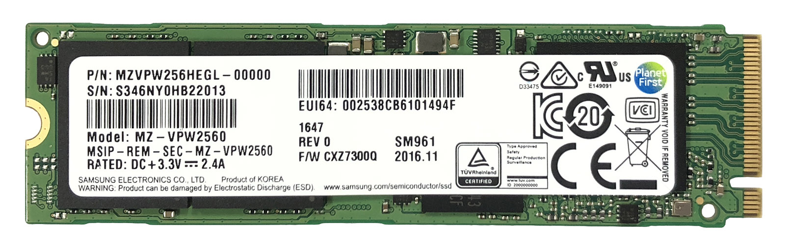 Samsung SM961 Series (M.2 PCIe Gen3 SSD)