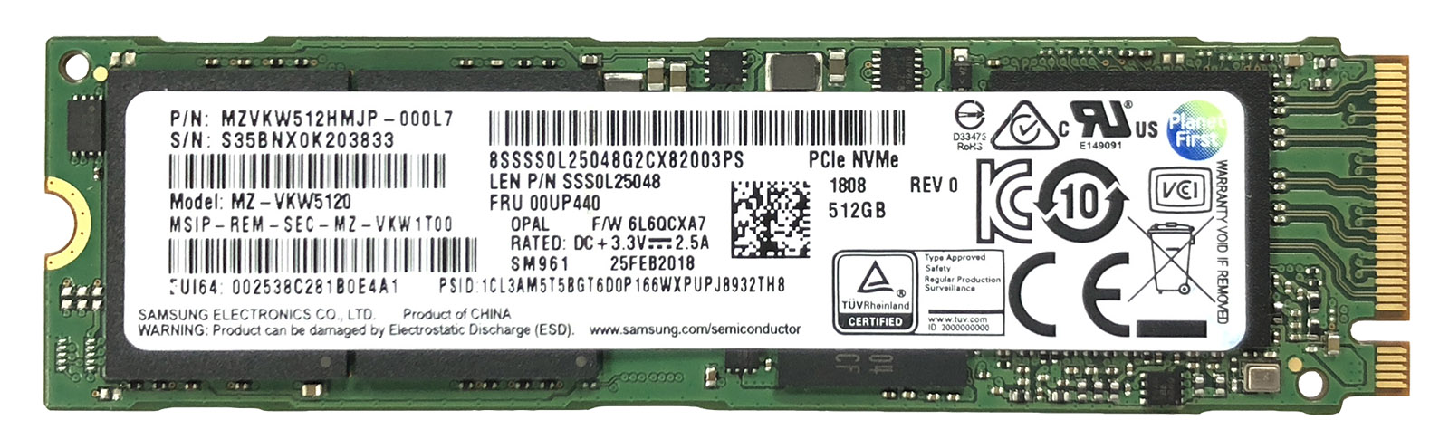 Samsung SM961 Series (M.2 PCIe Gen3 SSD)